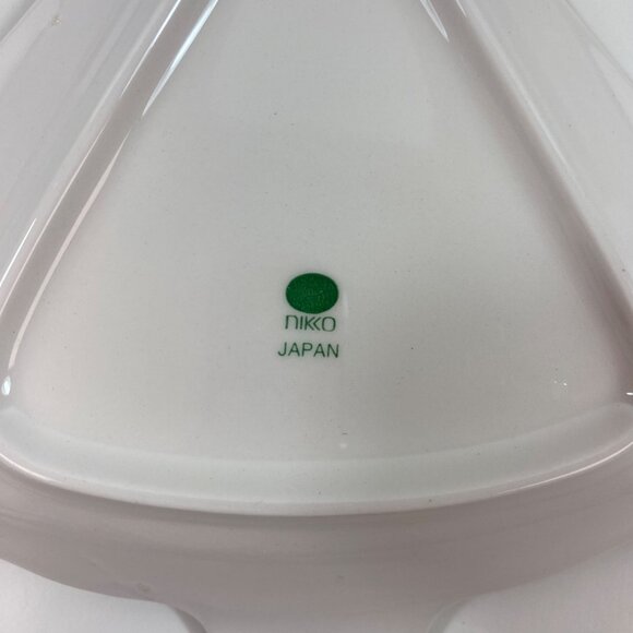 Nikko Christmastime Pair Set 2 Christmas Tree Candy Dish 6" Holiday White Green - Picture 5 of 10